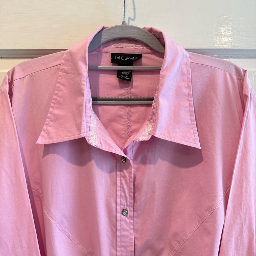 Lane Bryant 3/4 Sleeve Button‎ Front Blouse Plus Size Pink Size 18/20 - Picture 2 of 5